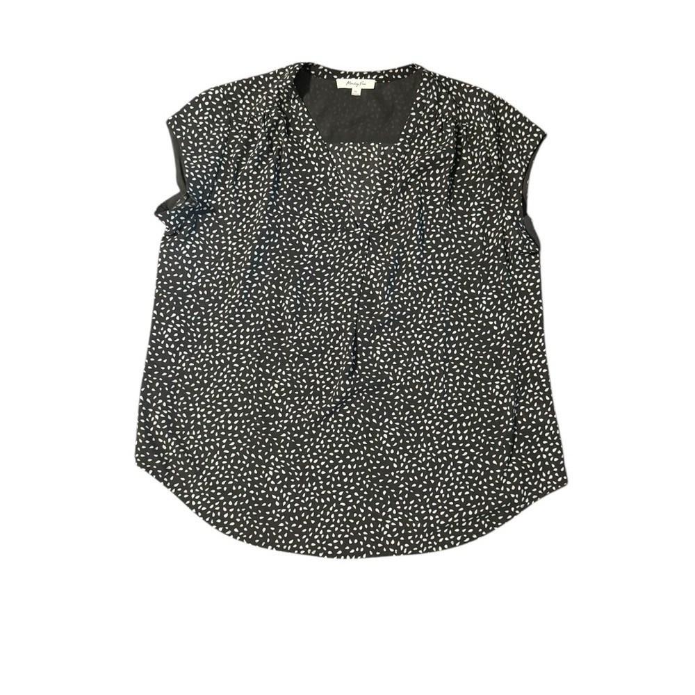 Fun 2 Fun Grey Womens  Geometric Patterned Blouse Size XL Career Business Casual